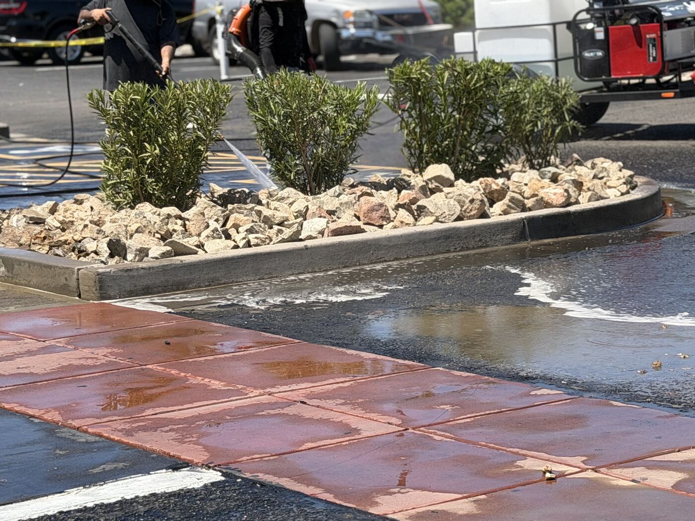 Daytime commercial surface power washing